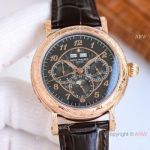 Swiss Clone Patek Philippe Complications Perpetual Calendar Watch Rose Gold Engraving